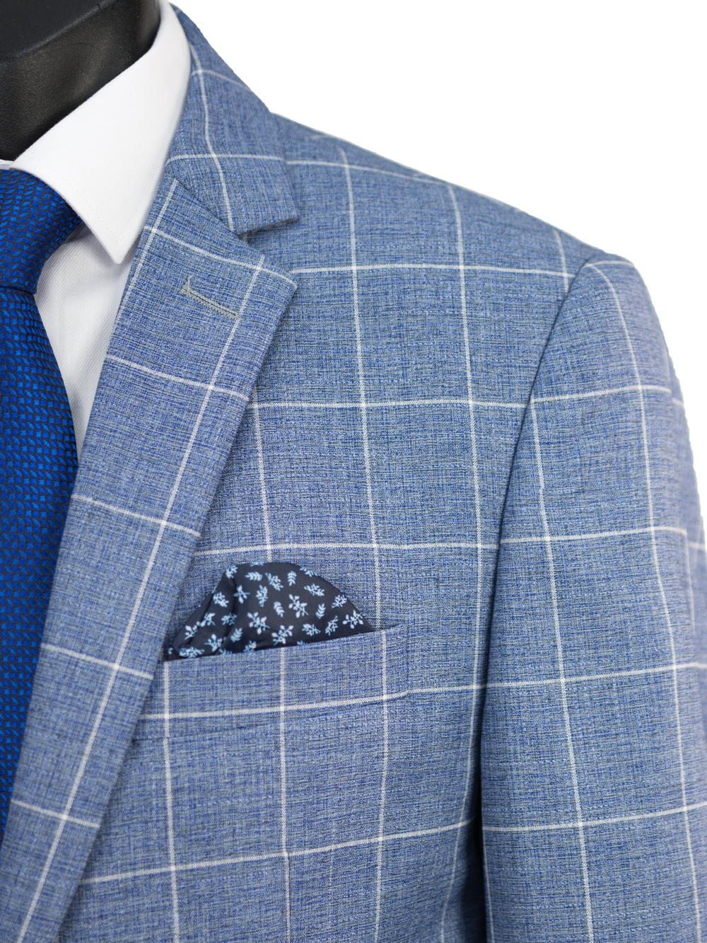 Edison Windowpane Check Jacket Blue