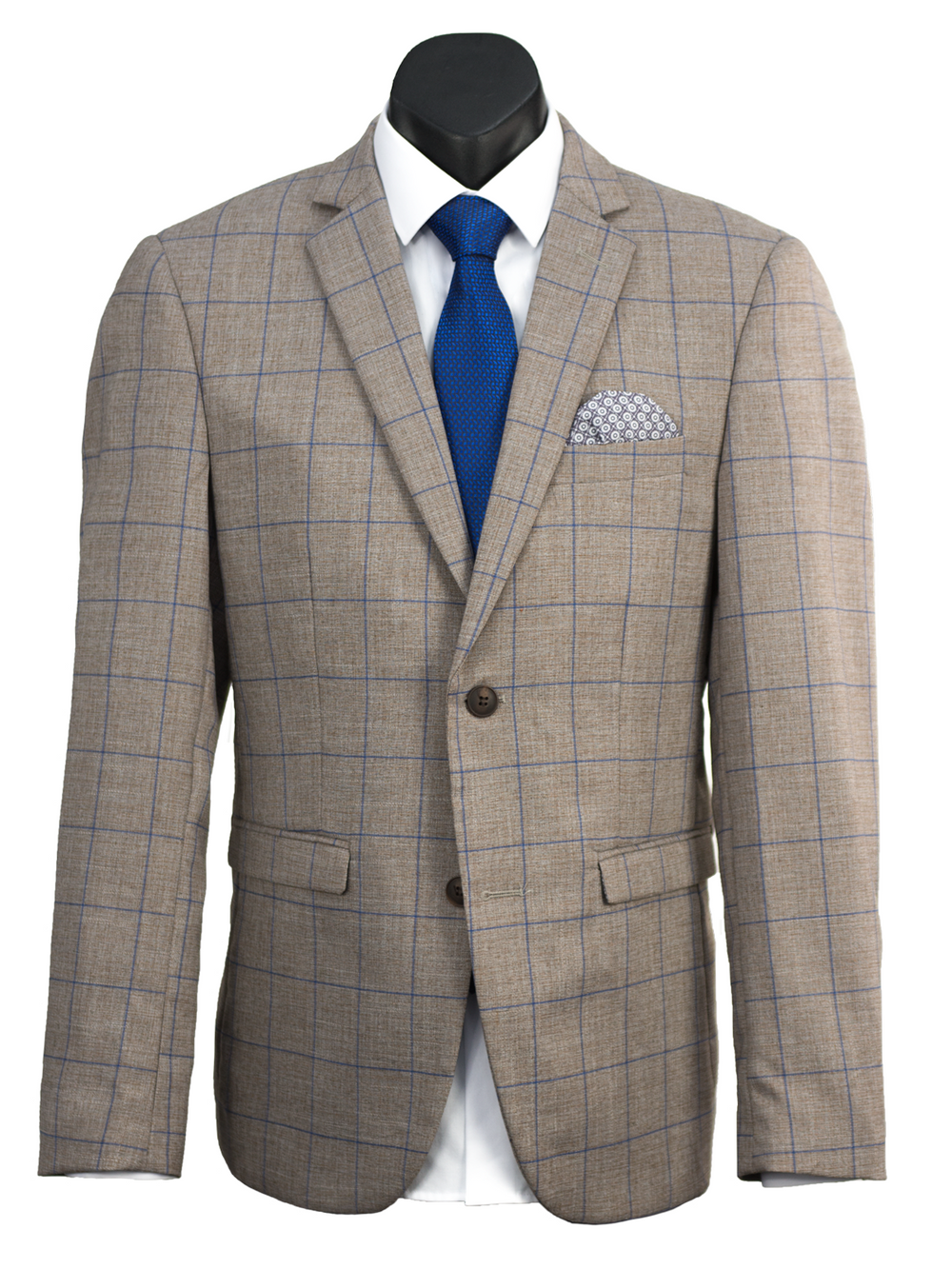 Edison Windowpane Check Jacket Biscuit