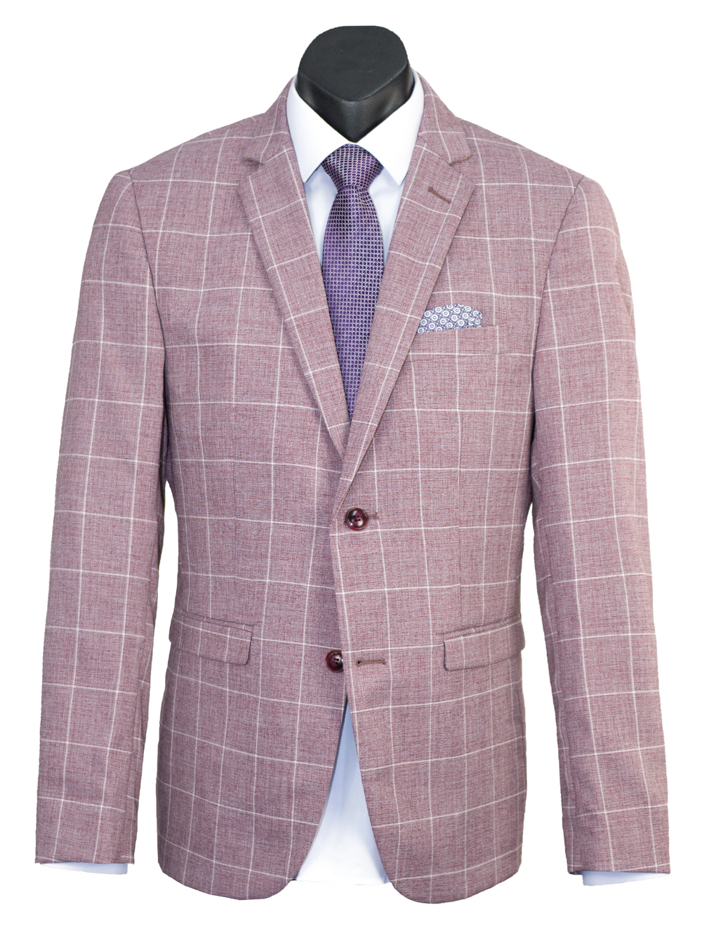 Edison Windowpane Check Jacket Garnet