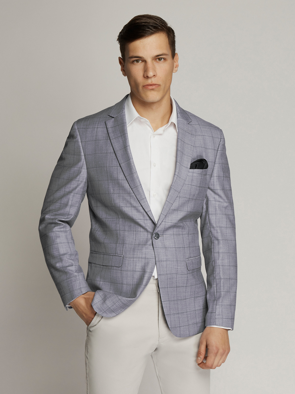 George Windowpane Check Jacket Silver