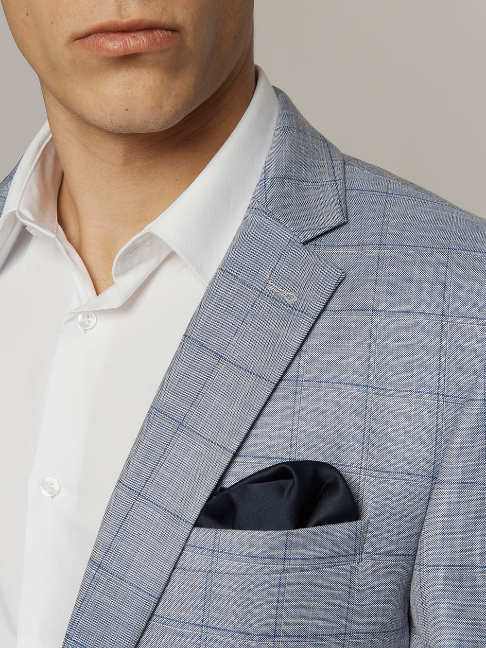 George Windowpane Check Jacket Sky