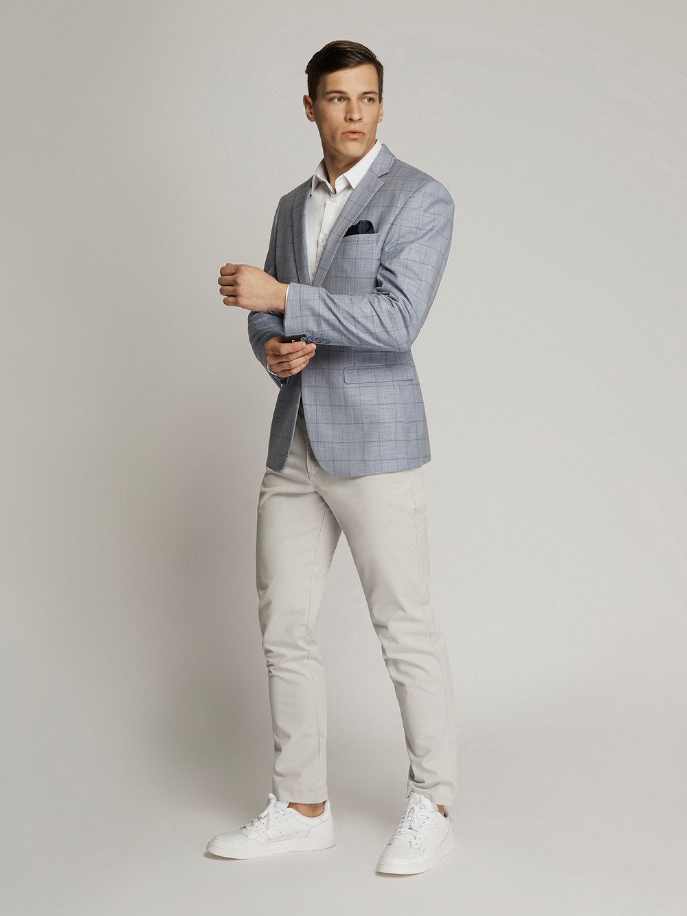 George Windowpane Check Jacket Sky