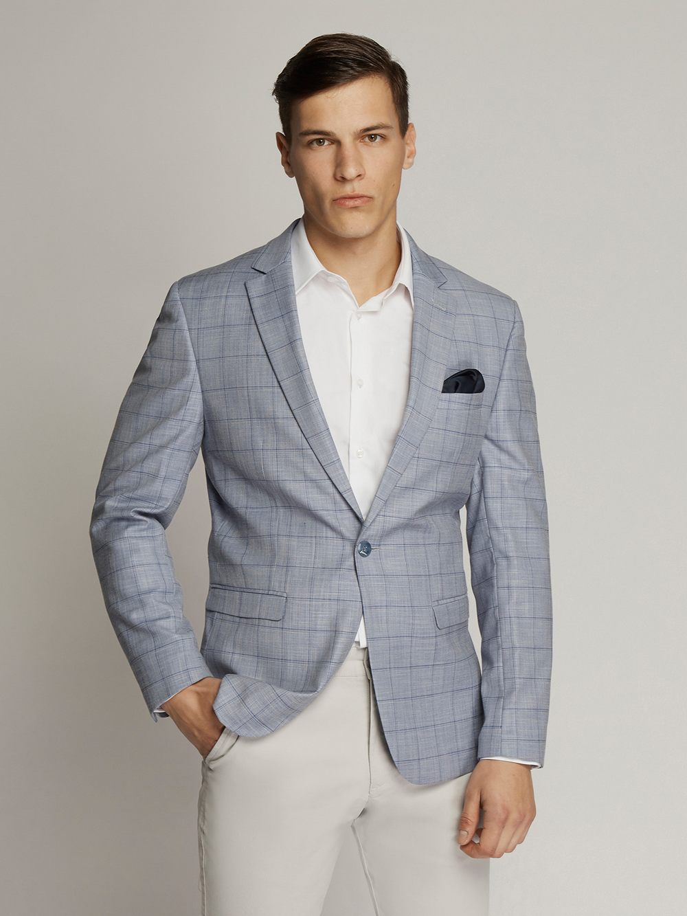 George Windowpane Check Jacket Sky