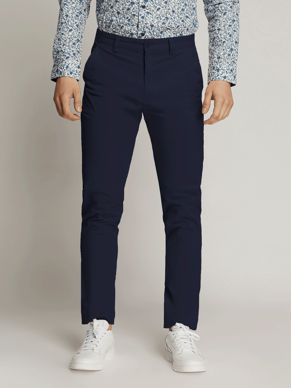 Ledger Peach Finish Fine Cotton Drill Slim Fit Chino NAVY