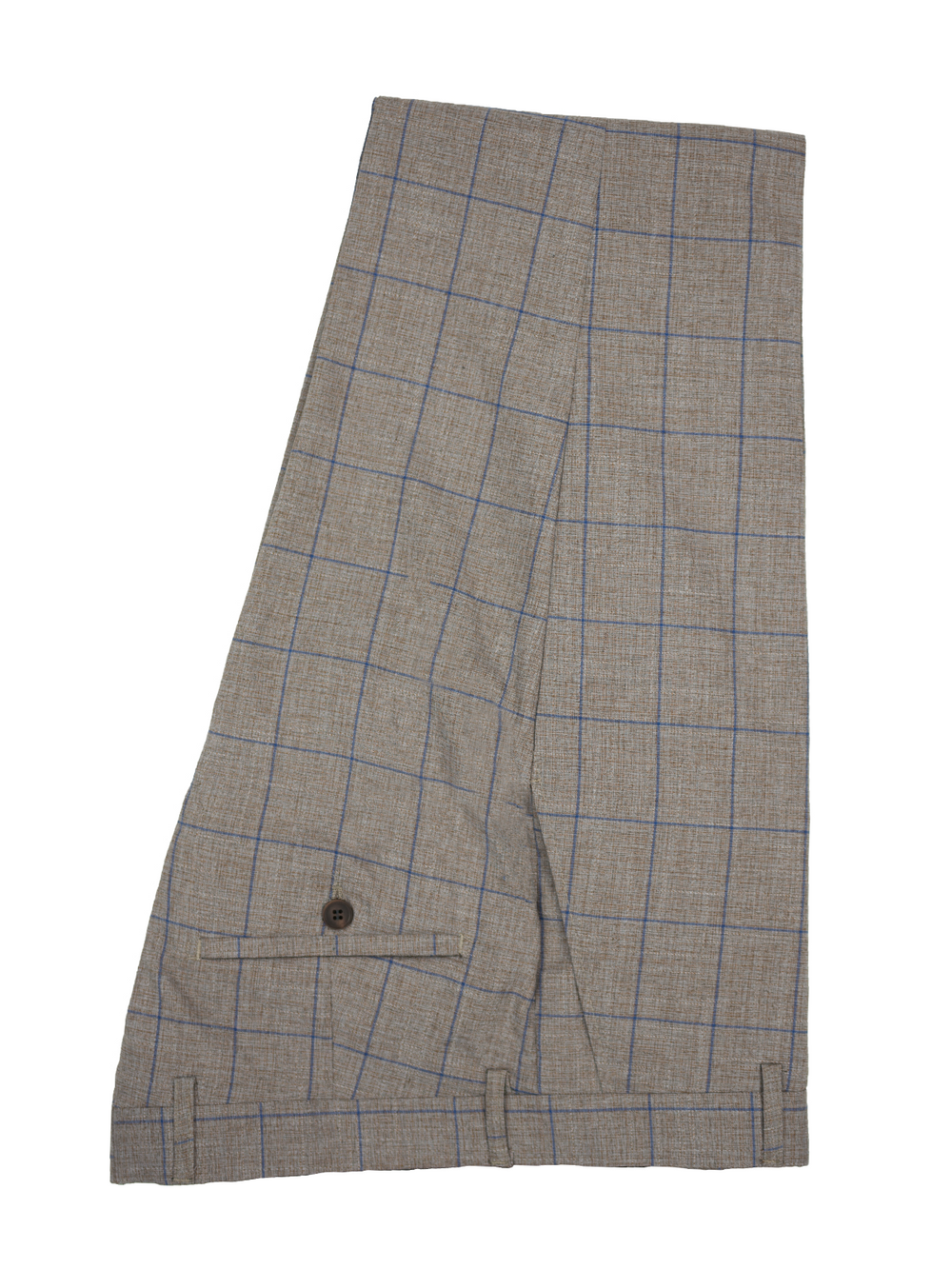 Edison Window Pane Check Flatfront Trousers BISCUIT