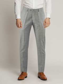 George Windowpane Check Flatfront Trousers GREY